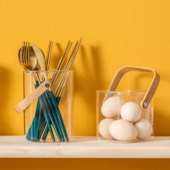 Стъклена кошница бонбони Кристален банка Яйце прибори плодове закуски съхранение ВАЗа декорация на дома, организация и съхранение на кухненски аксесоари