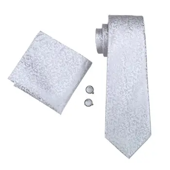 Мъжка вратовръзка Сребърен новост жакард тъкани от Коприна марка вратовръзка, шалче копчета за ръкавели, определени за сватбата на бизнес партията безплатно пощенски LS-1126