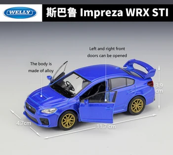 Welly леене под налягане 1: 36 Subaru Impreza WRX STI спортен автомобил обръщам внимание автомобил улични състезания модел на автомобила метални сплави играчка кола за детски подаръци