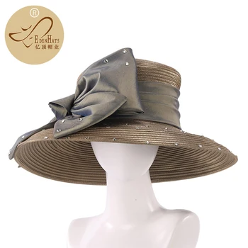 Търговия на едро на висококачествени дамски модни шапки за сватбени партита и ежедневни шапка с лък S10-4268
