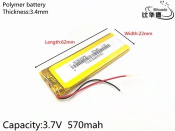 3.7 V 570mAh 342262 литиево-полимерна Li-Po li-ion акумулаторни батерии за Mp3 MP4, MP5 GPS