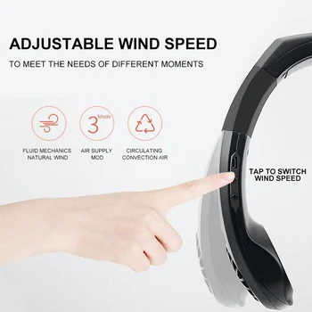 Вентилатор, охлаждане на шията Hands Free Mini Portable Adjustable Sport Neck Band Dual Semiconductor Чип Cooling Fan