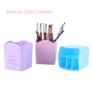 Nail Art Brush Pen Tips Титуляр За Съхранение Box Cosmetic Makeup Brush Pot 4-Гнезда Маникюр Organizer Маникюр Инструменти Контейнер