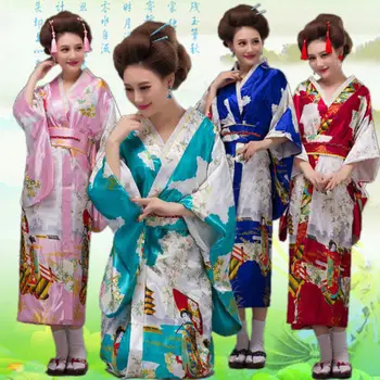 Японското кимоно жена гейша рокля японски панорамен костюм Сакура гейша Гресс юката хаори костюм