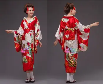 Японското кимоно жена гейша рокля японски панорамен костюм Сакура гейша Гресс юката хаори костюм