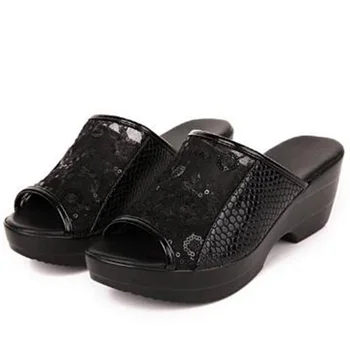 GKTINOO 2020 летни обувки на платформа Bling клинове токчета, сандали естествена кожа марля, дишащи дамски чехли голям размер 35-42