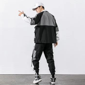 Мъжете определя хип - хоп панталон + яке костюми мода Главната улица на тениски, лятна градинска пътеки панталони набор от мъжка мода, спортно облекло