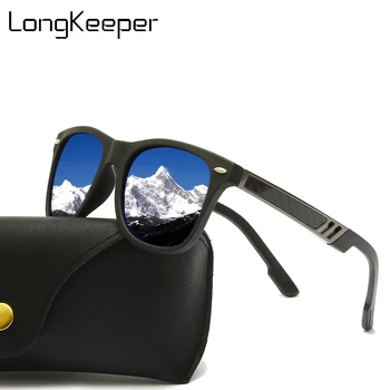 LongKeeper поляризирани очила на Мъже, Жени марка дизайнер нитове квадратни слънчеви очила мъжки реколта шофиране Oculos UV400 огледало
