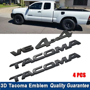 4шт комплект за Tacoma V6 4X4 багажника на колата вратата емблема на задната врата иконата на стикер за Toyota Tacoma (черен мат)