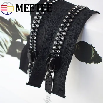 Meetee 10# 60/70/80CM Single Double Slider Resin Zipper Open-end Diamond Лъскава Чанта Clothing Decor Sew Crafts Accessorie AP641