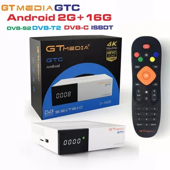 [Истински] GTMedia GTC сателитен приемник DVB-S2/C / T2 ISDB-T Amlogic S905D android 6.0 TV BOX 2GB RAM, 16GB ROM BT4. 0