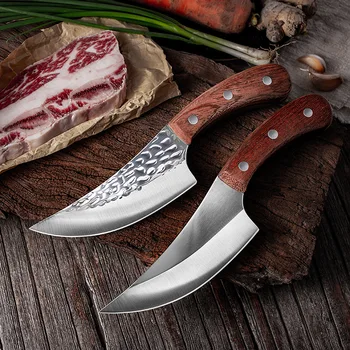 IGOODS ръчно изработени от неръждаема стомана с кухненски нож обезкостяване на риболовния нож месото Секира открито готвене нож мясницкий нож остър нож