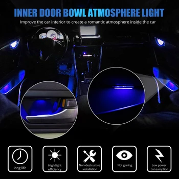 1set атмосферни лампа осветява интериора авто декоративна вътрешна врата купата на китката подлакътник осветяват околния светлина вътрешната врата на колата вътрешна светлина