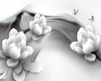 Beibehang Custom 3D Стенопис Wallpaper черно-бяло мастило lotus butterfly хотел кафене на фона на тапети за стените, 3 d tapeta