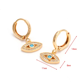 Lucky Eye Micro Pave Drop обеци Златни кръг на турски уроки Чар виси обеци, Модни бижута за жени Дами EY6341