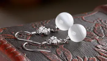 925 сребро мода лък опал естествен камък Crystal ladies ' Stud обеци, дамски бижута подарък спад доставка