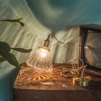 Окачен лампа дизайн тиква Led окачен лампа декоративни стъклени осветителни тела от месинг модерни led лампи кабел висящ стъклен камък E27 AC