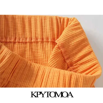 KPYTOMOA жени 2020 елегантна мода оранжево вязаный молив Полата реколта високо еластична талия Офис облекло дамски поли Mujer
