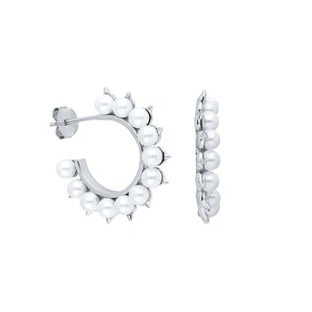 ROXI романтична сладководни перли Циркон скъпоценни камъни обеци обръч за жени, Момичета Сватбени обеци 925 сребро бижута