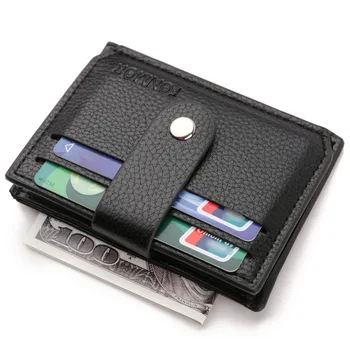 Тънки портфейли мъжете кожа Hasp Multi Bank ID Card притежателите на къси двойни карта портфейли мъжете паричен чанта Малък carteira hombre