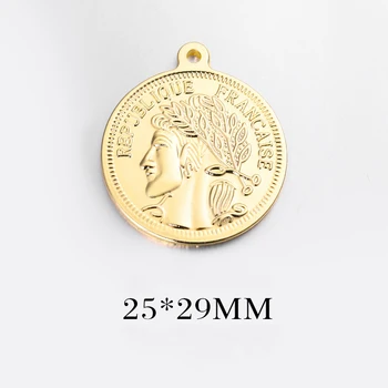 4шт 25*29 мм 20*23 mm 24-КАРАТОВО злато цвят месинг кралицата на Англия монети, висулки, висулки направи си Сам бижута изводи аксесоари