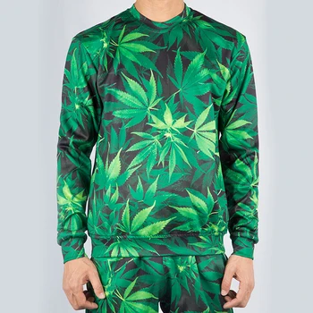 UJWI ежедневни градинска облекло hoody и панталони Feuille 3d Green Коноп Leaf Плевели Crewneck Hoodie пуловери Мъже/Жени спортен костюм