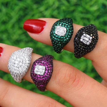 GODKI Size4 - Size9 Trendy Stackable Сърце Cubic Circon Stackable Chic Ring For Women Wedding DUBAI Bridal Изявление Ring Finger