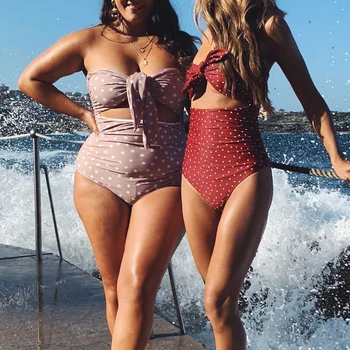 Conmoto Summer Holiday Beach Women One Piece Swimsuit Sweet Polka Dot Knot бански женски выдалбливают push up монокини