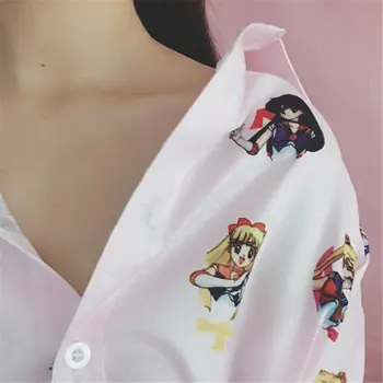 Sailor Moon cosplay Kawaii Oversize блуза Harajuku топ аниме жени момиче риза с къс ръкав Сатурн Венера и Нептун коледни подаръци