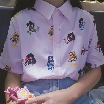 Sailor Moon cosplay Kawaii Oversize блуза Harajuku топ аниме жени момиче риза с къс ръкав Сатурн Венера и Нептун коледни подаръци