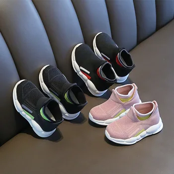 Дишаща дете маратонки на децата на спортни обувки, Детски обувки, Детски момчета момичета Мартин ботуши момиче Chaussure Enfant черно розово