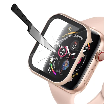 Стъкло+рамка matel case за Apple Watch серия 6 se 5 4 3 44mm 42мм iwatch band 40 мм 38 мм метална броня защитна рамка на екрана
