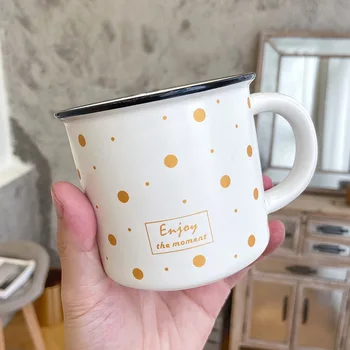 400 мл творческа вълна точка Керамична чаша, писмо чаша оцветени модел чаша кафе за пиене на чаша чай пу-ерх посуда