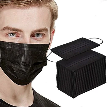 Черен 3-слойная Маска 10/50 / 100шт лицето устата маски стопи выдувной кърпа за еднократна употреба Антипылевые маска за уши маска