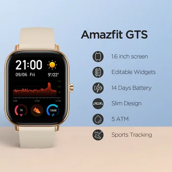 Глобалната версия на Amazfit GTS Smart Watch 5ATM Waterproof Swimming Smartwatch NEW 14 Days Battery редактира джаджа за Android