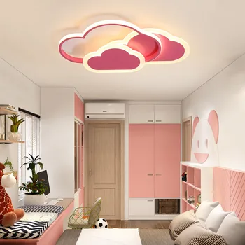 Led тавана лампа за детска стая спалня модерна Димиране на лампи за таван детска стая облак розов плафониери