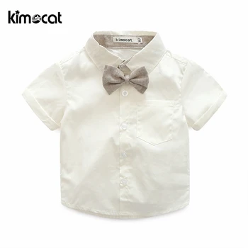 Kimocat лятото с къс ръкав риза + панталон 2 бр. момчета детски дрехи 0-2Y комплекти джентълмен вратовръзка двойка брючных костюми новородени детски дрехи