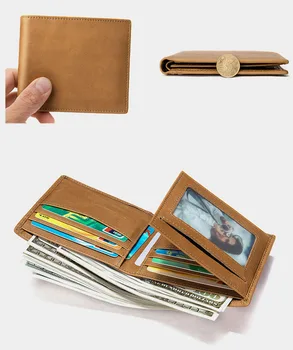 Luufan RFID Портфейл портфейл от естествена кожа на жените и мъжете джоб за карти Trifold портфейл коровья кожа прост мъжки портфейл с няколко притежатели на карти