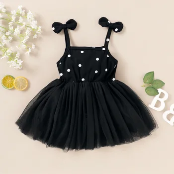 2020 Summer Princess Бебе Baby Girls Dress Polka Dot Print Sleeveless Дантела Tutu Mini Сарафан Облекло