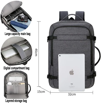 Мъжки бизнес пътуване раница с голям капацитет на чанти за преносими компютри юношеството един човек на компютър Bagpack водоустойчив джоб чанти