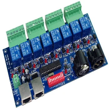 1 бр dmx512 декодер XLR+RJ-45 8CH превключващ ключ dmx512 RGB led контролер за led ленти led светлини contrller безплатна доставка