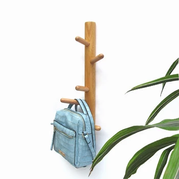 Модерна просто закачалка за дрехи вертикална дървена връзка дъб стенни закачалки декорация за хол/спални държачи за багаж