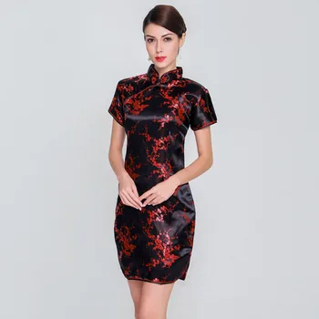 Елегантен тънък плюс размер Qipao 2019 ново китайското Женско вискозное рокля яка-часова Винтидж Рокли Vestidos S-3XL 4XL 5XL 6XL