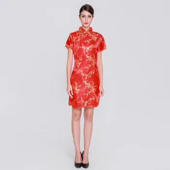 Елегантен тънък плюс размер Qipao 2019 ново китайското Женско вискозное рокля яка-часова Винтидж Рокли Vestidos S-3XL 4XL 5XL 6XL