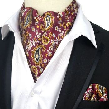 YISHLINE мъжки луксозен Коприна Аскотский вратовръзка вратовръзка, шалче, определени цветя Пейсли джобен квадратен костюм, определени за сватбени партита