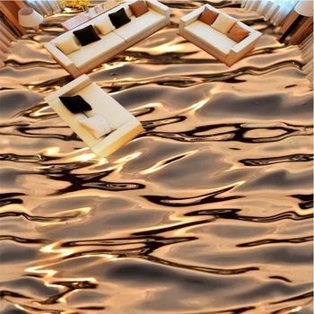 Beibehang красива златна вълна вода стенописи фон 3D пол обичай голям PVC носене филм за опазване на околната среда
