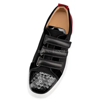 Qianruiti най-търсеното Cowhide Mesh Upper мъжки Ежедневни обувки есен мозайка нисък топ дантела Мъжки обувки гореща разпродажба 2019