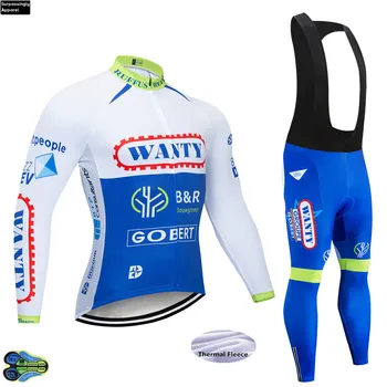 Колоездене комплект дрехи екип Wanty с дълъг ръкав Джърси набор от 2019 състезанието Колоездене облекло Ropa Ciclismo пътен под наем дрехи 12Г зима руно