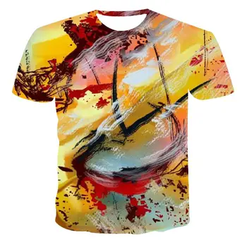Нов продукт тениска мъжете най-високо качество мъжка тениска дами насърчаване на масло живопис 3D печат мъжка тениска