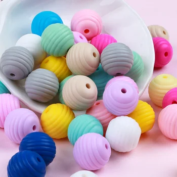 TYRY.HU 100шт силиконови перли кръгли спирала мъниста хранително-вкусовата BPA безплатно за детски прорезыватели мъниста направи си САМ бижута медицинска сестра детски играчки за никнене на млечни зъби
